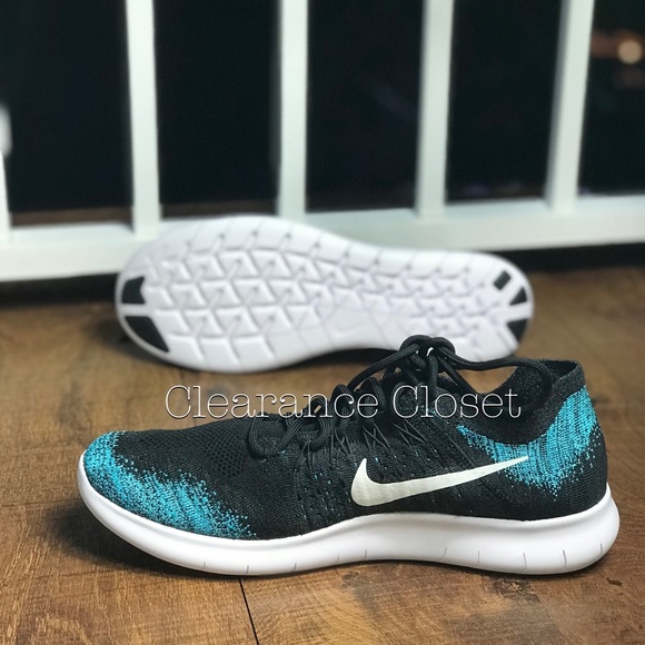 NWT NikeID Free Rn Flyknit 2017 Black/Blue M AUTHE - Picture 4 of 6